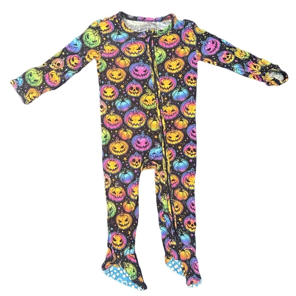 Kids Pumpkin Print Footie Pajamas